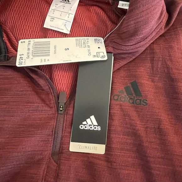 NWT Adidas Men's Climalite 1/4 Zip Pullover Red Activewear Jacket Size S $45 - Picture 6 of 11